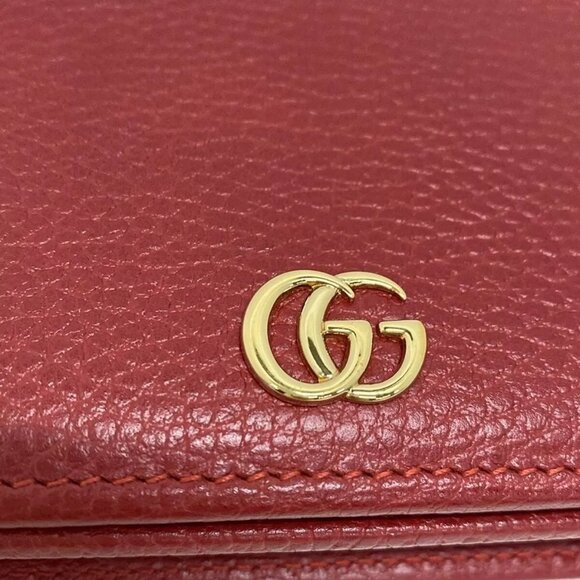 100% Authentic GUCCI GG Marmont Leather MIni Chain Bag Red Leather 607-112224 - Picture 7 of 10